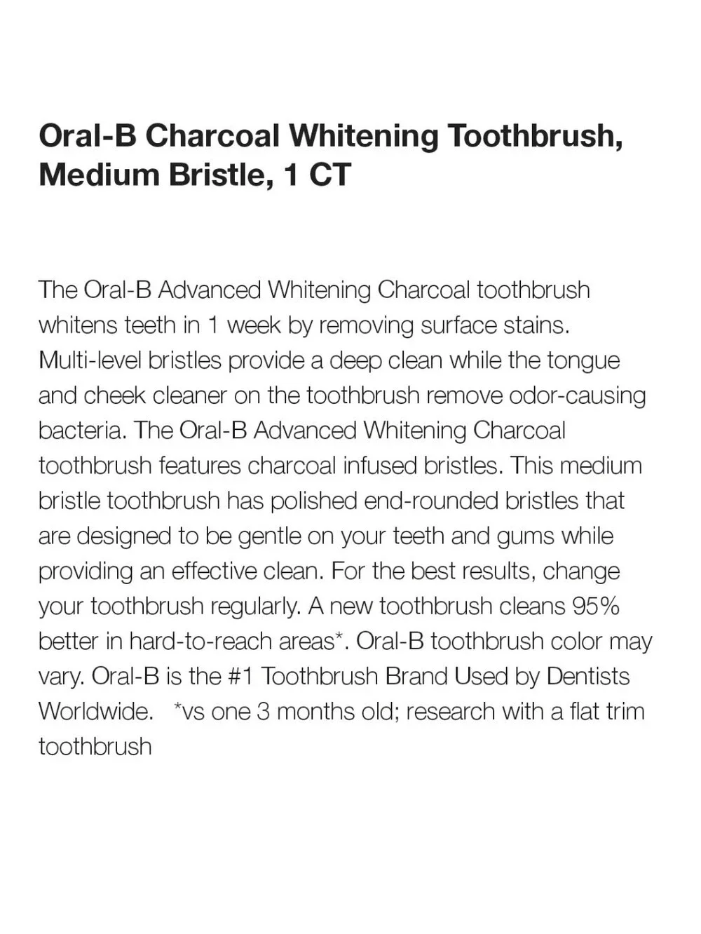 🍭7/$15 Oral-B Charcoal Whitening Toothbrush Medium Bristle